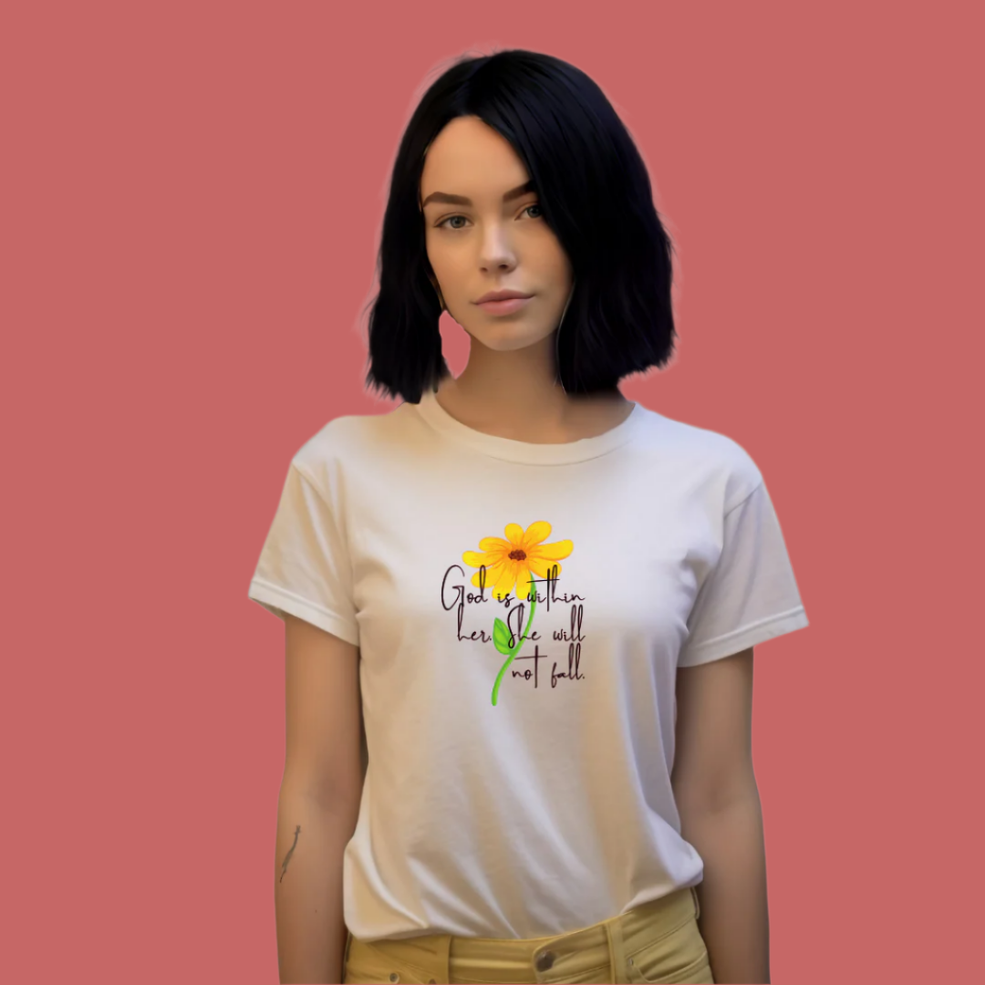 Inspirational Sunflower Graphic T-Shirt, Spring Short Sleeve for Women's